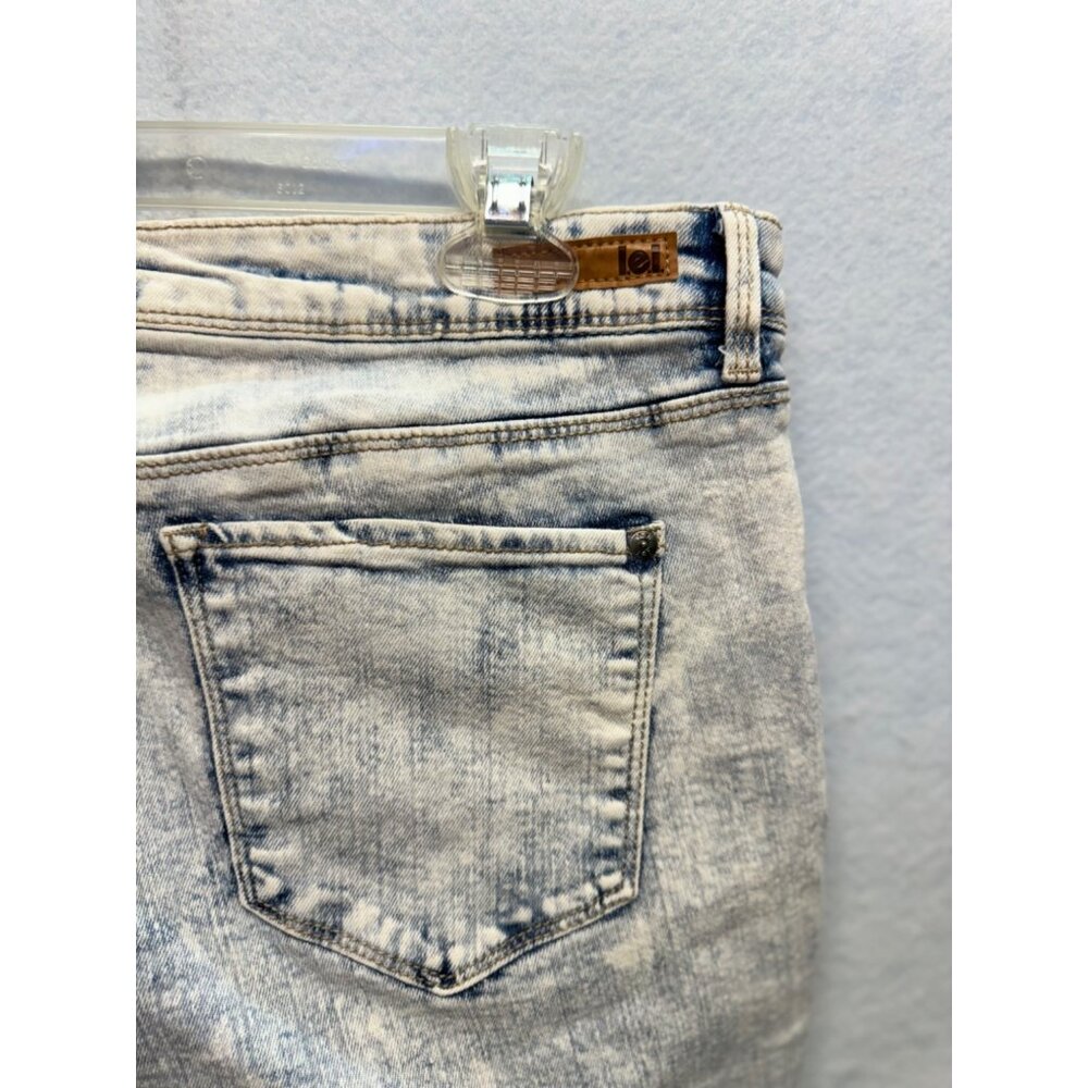 L.E.I. Ladies Juniors Distressed Button Fly Stretch Jeans Blue Size 13 Regular - Picture 12 of 14